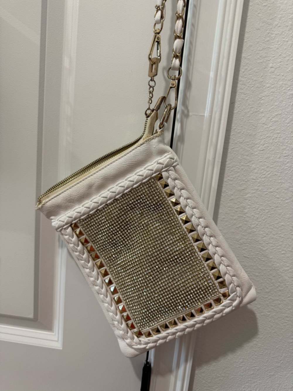 MMS Design Studio White Bling with Gold Crystal Panel